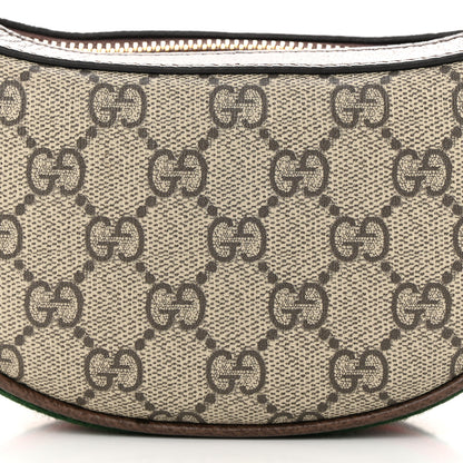 Gucci GG Supreme Monogram Textured Calfskin Web Mini Ophidia Half Moon Hobo Beige Ebony New Acero 8 of 11