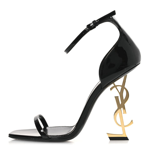 Patent Calfskin Opyum 110 Sandals 40.5 Black Gold
