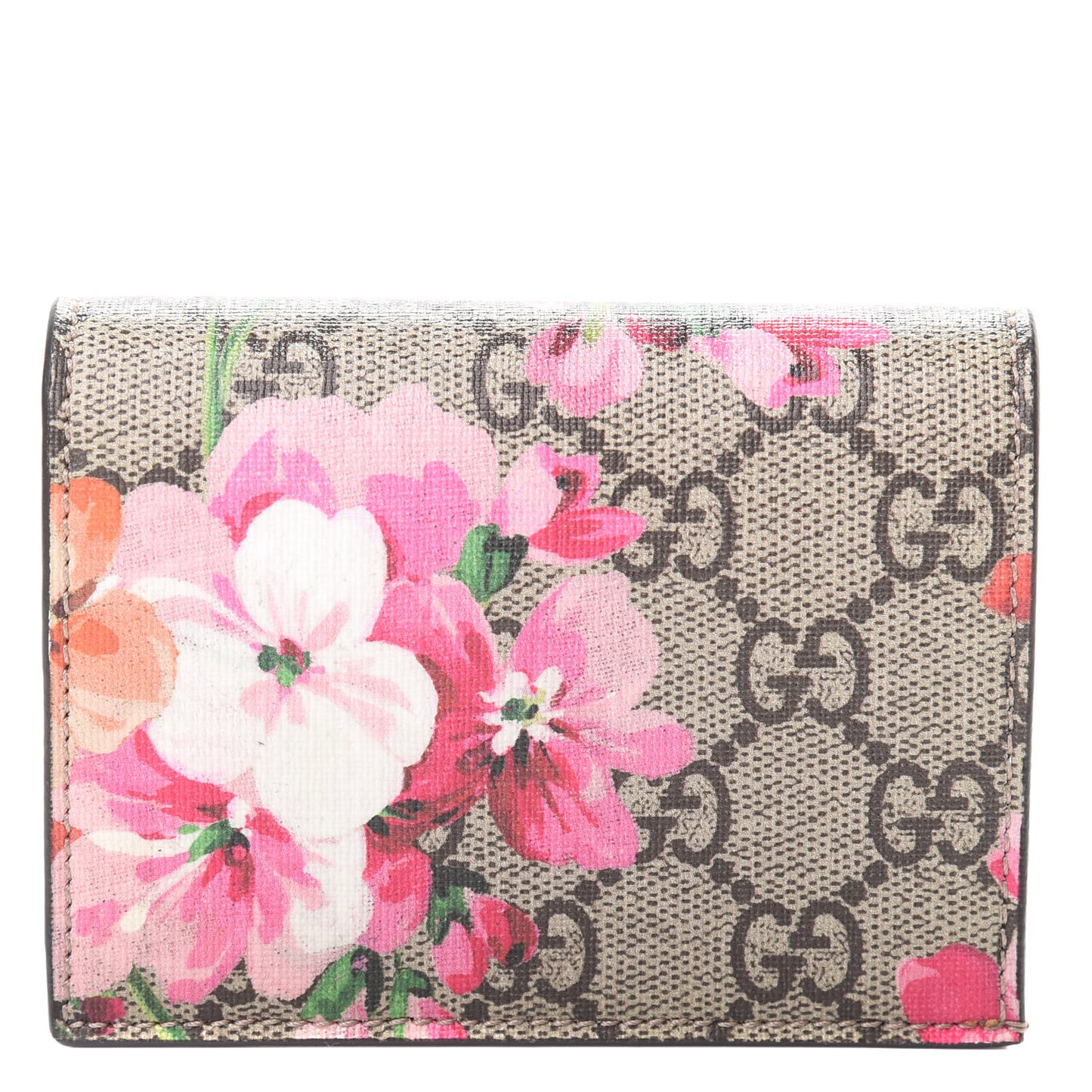 GG Supreme Monogram Blooms Card Case Beige Multicolor Dry Rose
