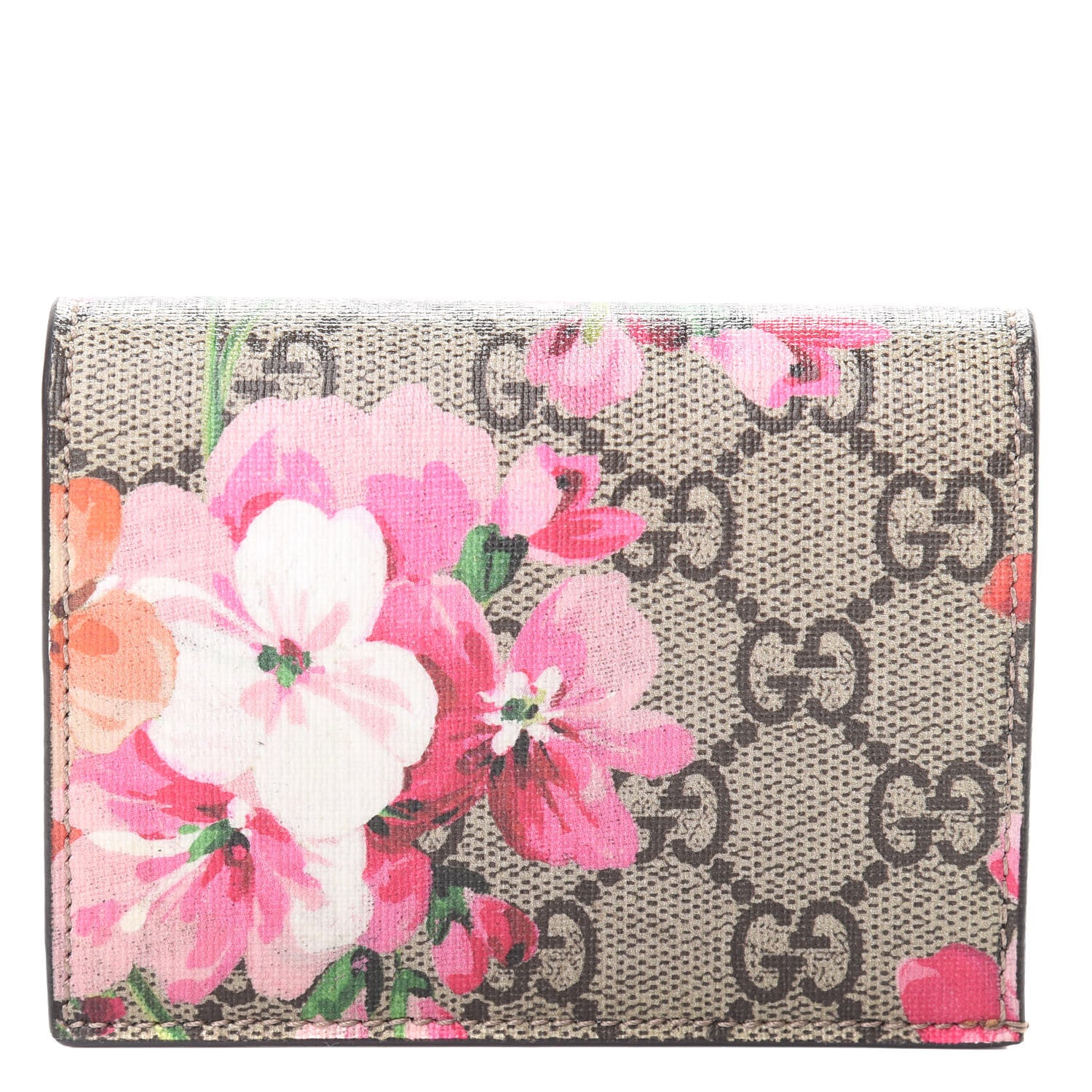 Gucci GG Supreme Monogram Blooms Card Case Beige Multicolor Dry Rose 1 of 9