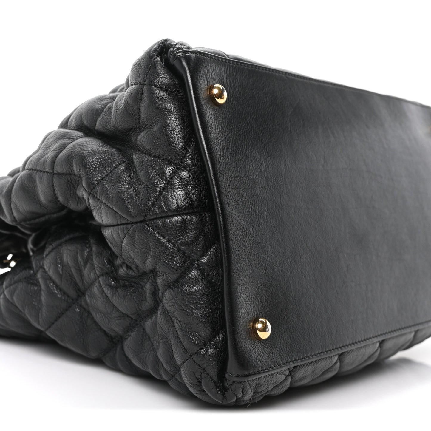 Calfskin Quilted Small Chain Me Tote Black