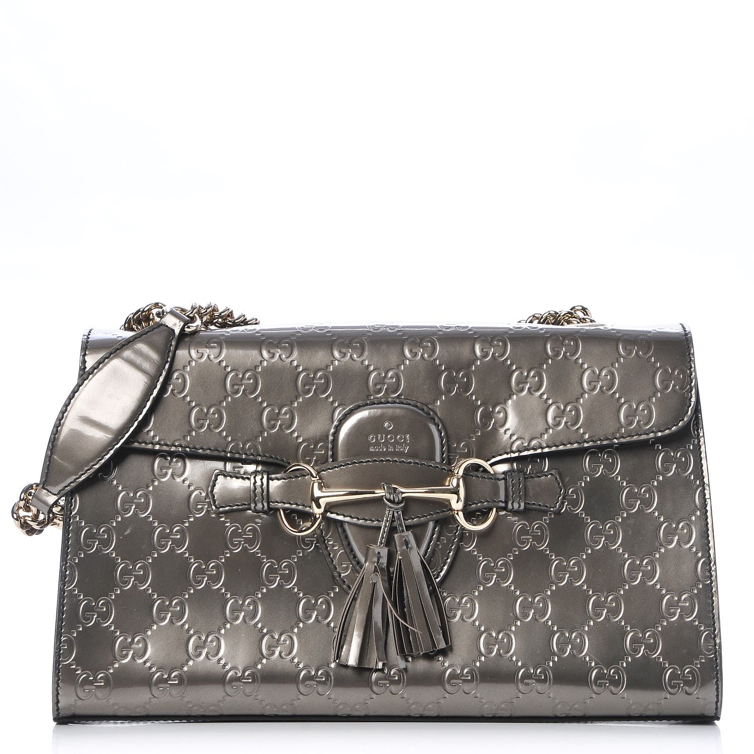 Gucci Shine Guccissima Medium Emily Chain Shoulder Bag Sasso 1 of 15