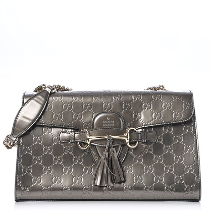 Gucci Shine Guccissima Medium Emily Chain Shoulder Bag Sasso 1 of 15