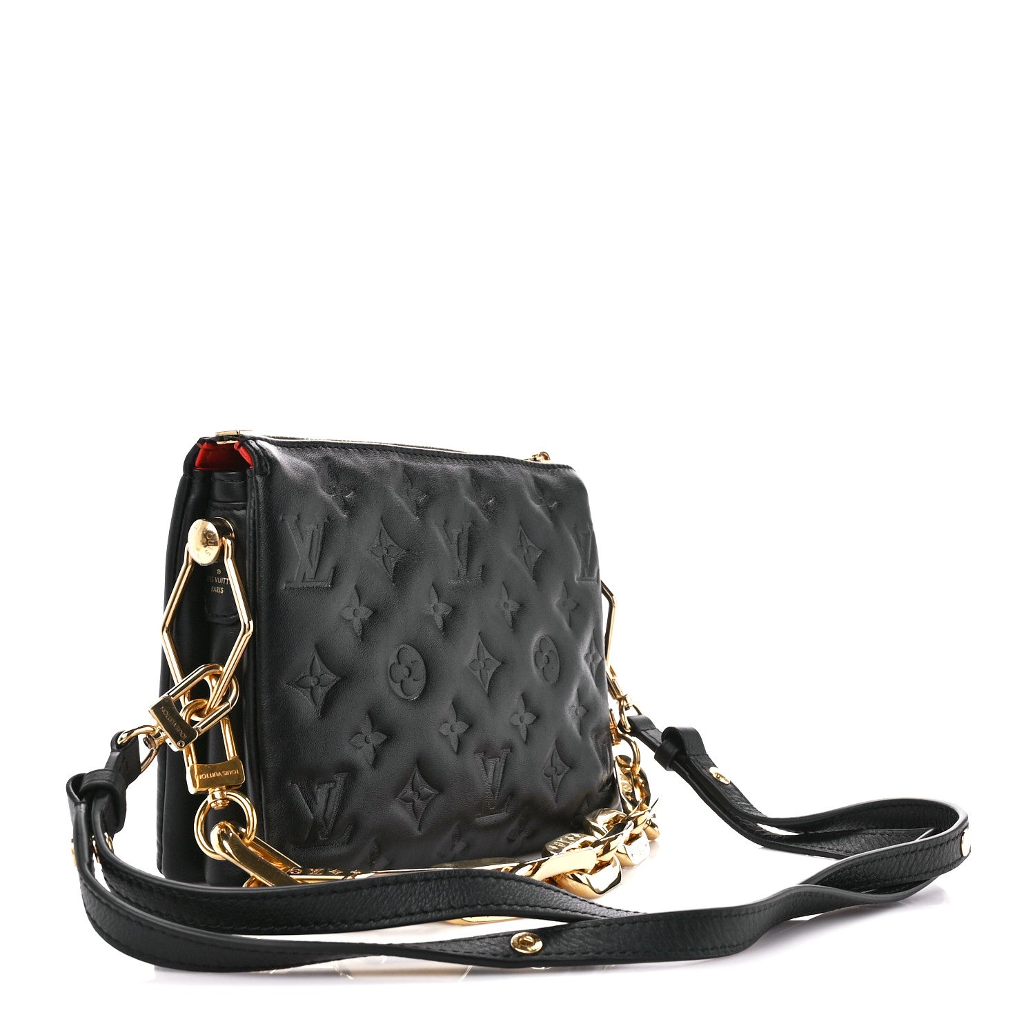 Louis Vuitton Lambskin Embossed Monogram Coussin BB Black 3 of 12