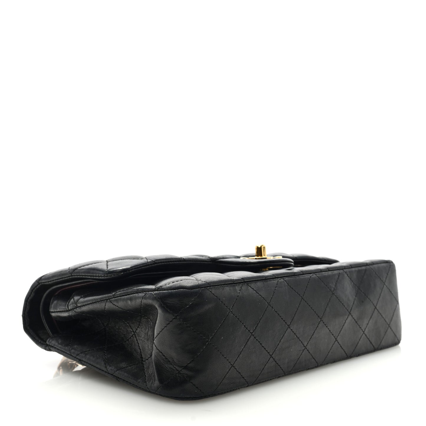 Lambskin Quilted Medium Double Flap Black