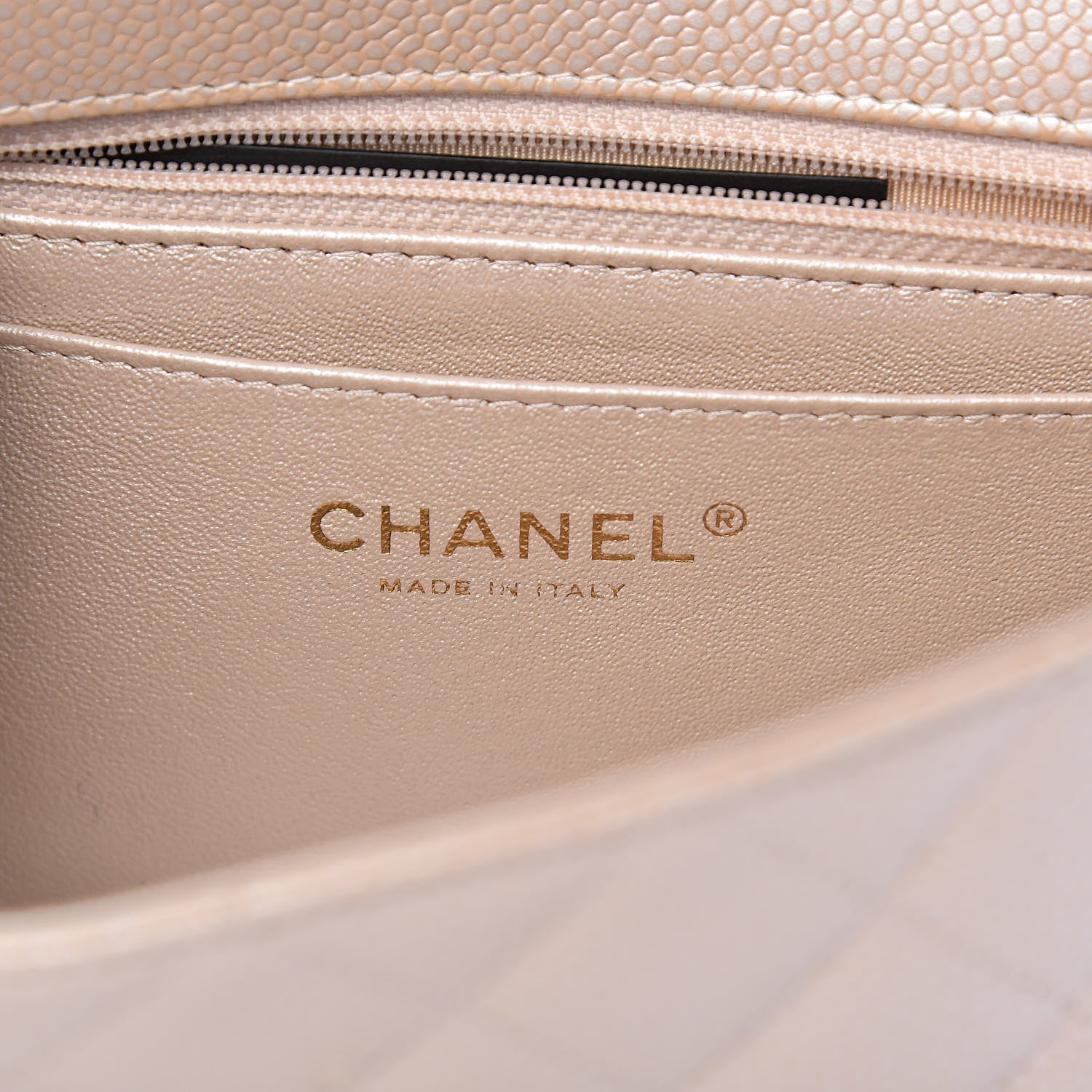 Chanel Pearly Caviar Quilted Mini Rectangular Flap Beige 6 of 11