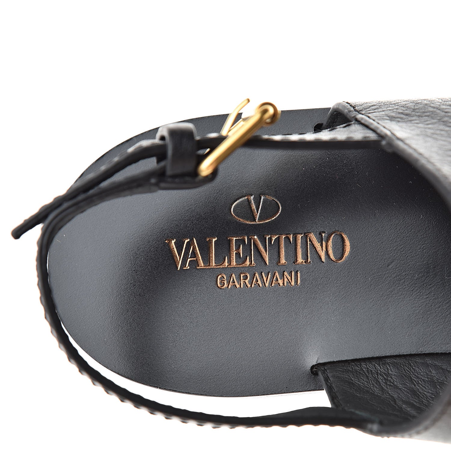 Valentino Garavani Grainy Cowhide Vlogo Slingback Flat Thong Sandals 37.5 Black 7 of 8