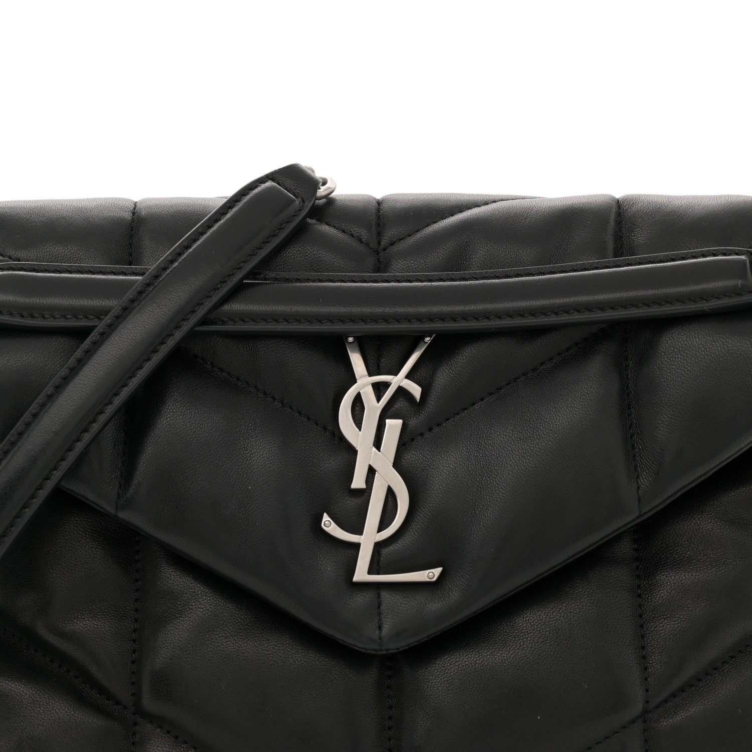 Saint Laurent Lambskin Quilted Small Loulou Puffer Monogram Chain Satchel Black 8 of 13
