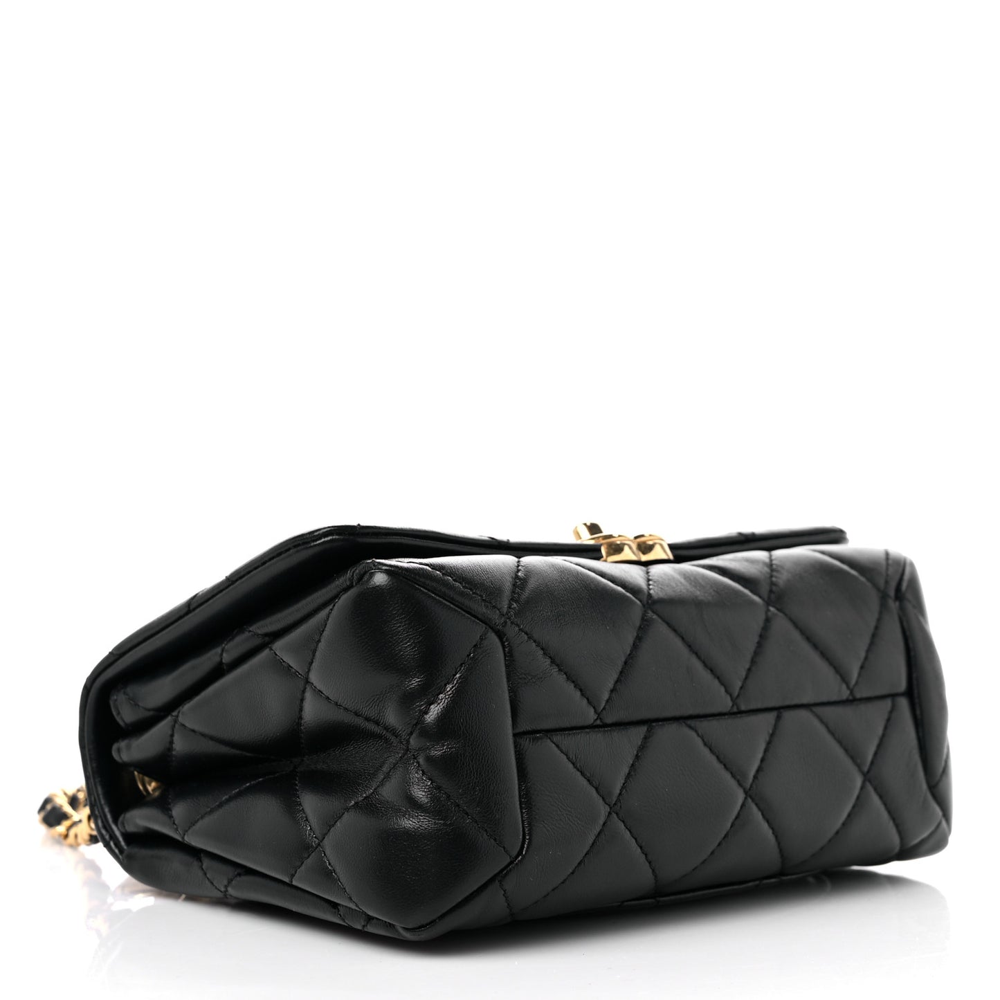 Lambskin Quilted Small Color Match Flap Black