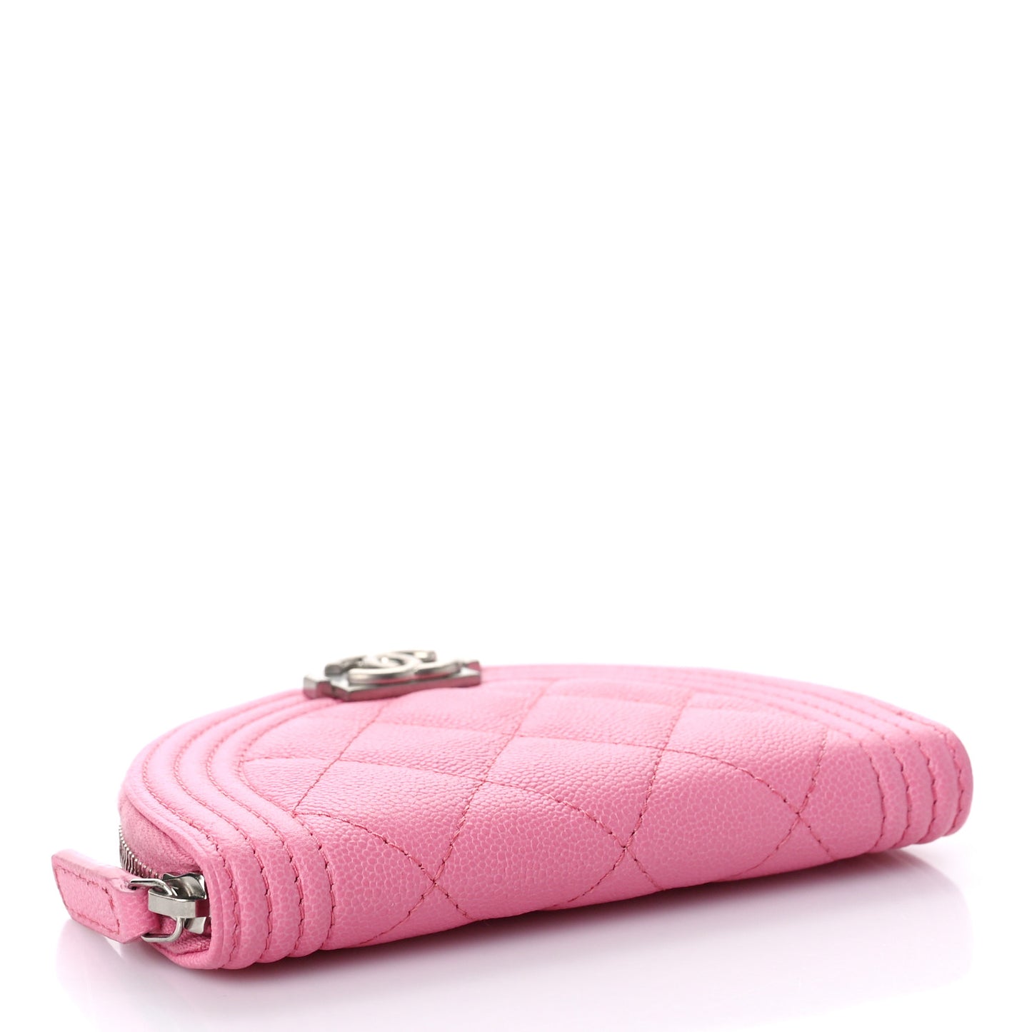 Caviar Quilted Boy Zipped Coin Purse Light Pink