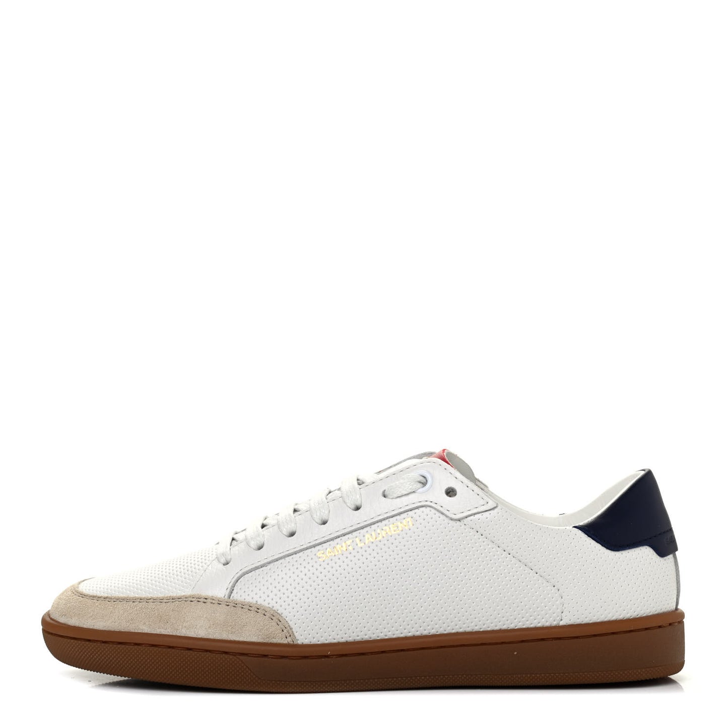 Calfskin Perforated Suede SL10 Court Classic Low Top Sneakers 36 White