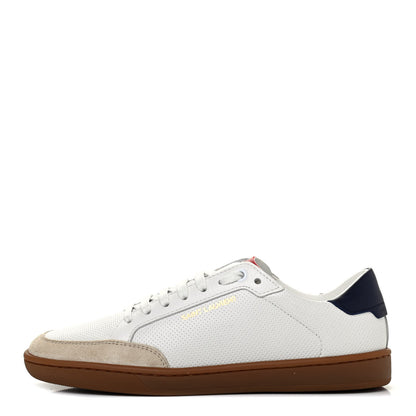Saint Laurent Calfskin Perforated Suede SL10 Court Classic Low Top Sneakers 36 White 1 of 9