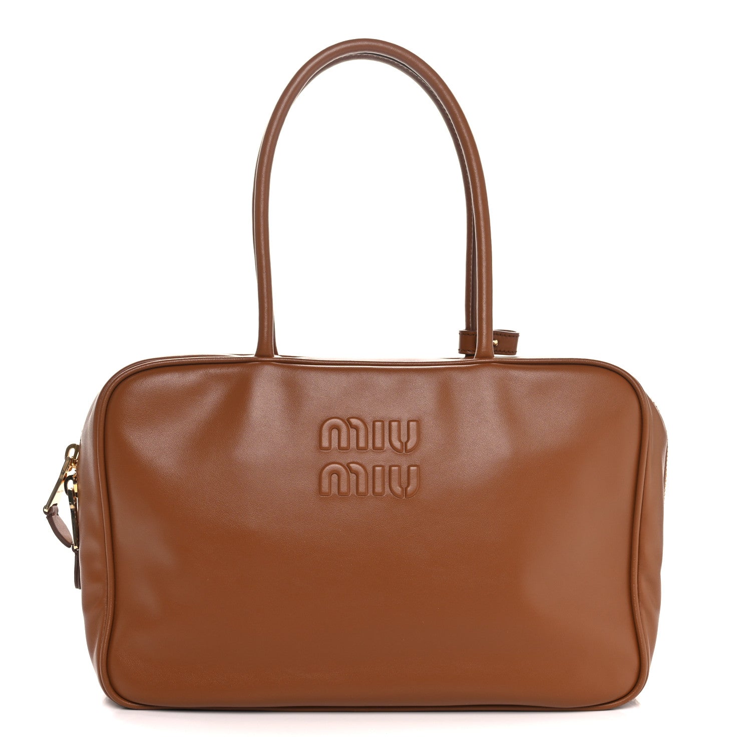 Miu Miu Soft Calf Softy Large Beau Top Handle Bag Cognac 1 of 9