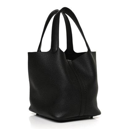 Hermes Taurillon Clemence Monochrome Picotin Lock 22 MM Black 3 of 11