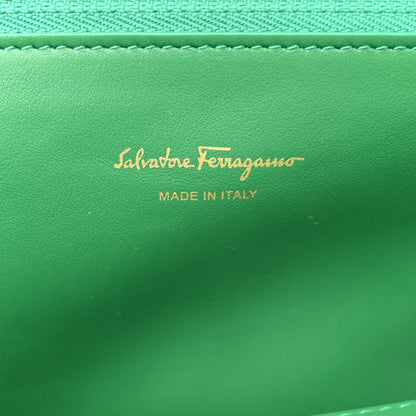 Salvatore Ferragamo Raffia Calfskin The Studio Box Tote Smeraldo 6 of 9