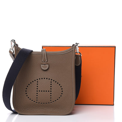 Hermes Taurillon Clemence Amazone Evelyne TPM Etoupe Bleu Indigo 10 of 10