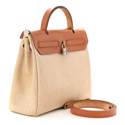 Hermes Toile Vache Calfskin Herbag 30 PM Naturel 4 of 15