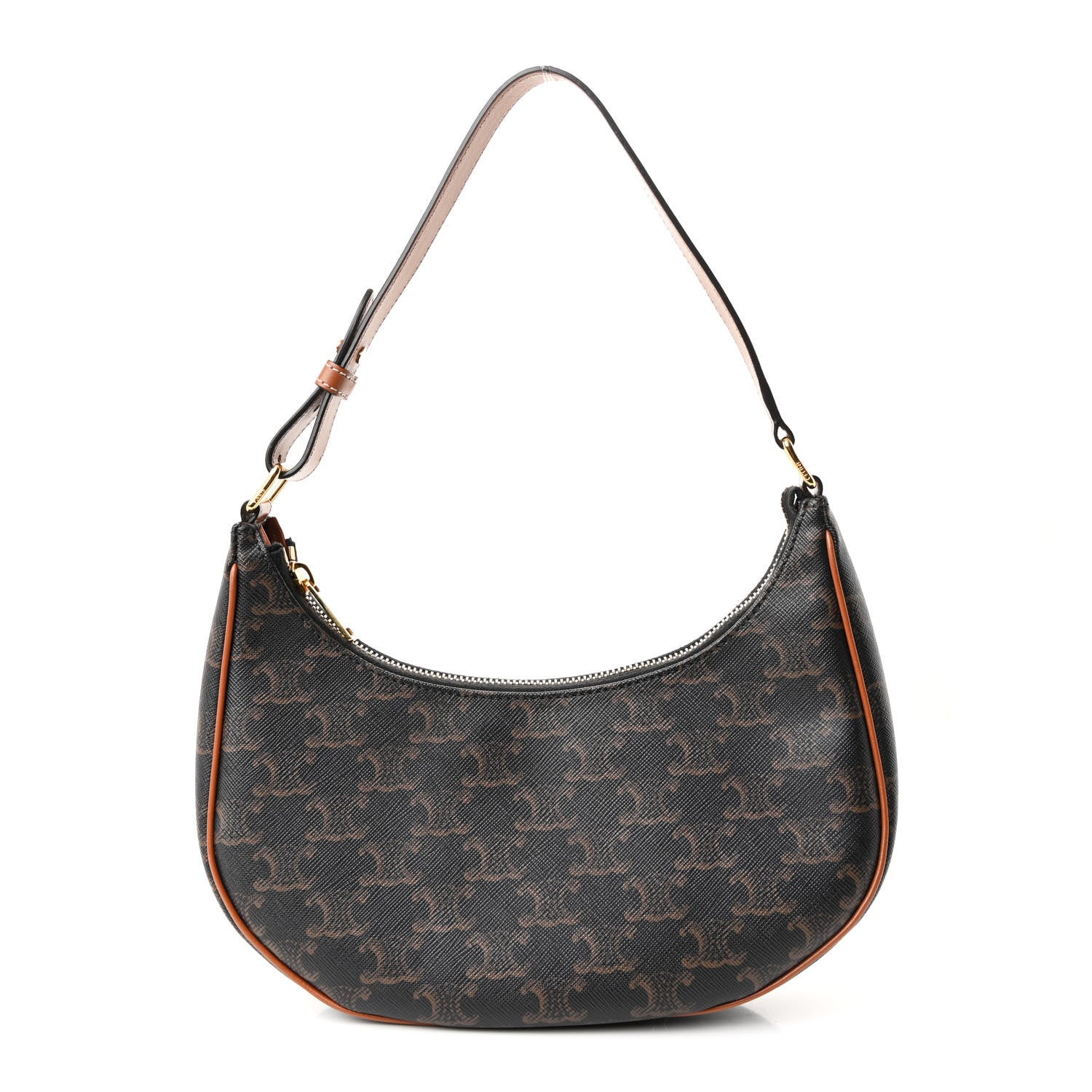 Celine Triomphe Canvas Calfskin Ava Shoulder Bag Tan 1 of 11