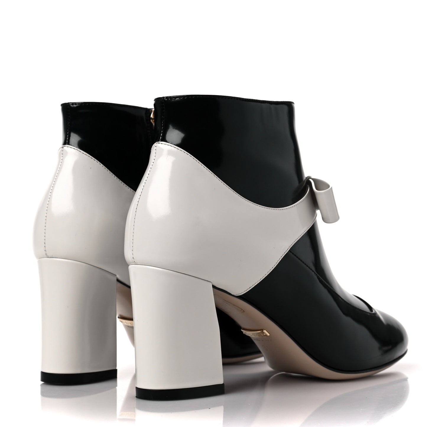 Regent Calfskin Nimue Bow Mary Jane Ankle Boots 35.5 Black White Magnoli