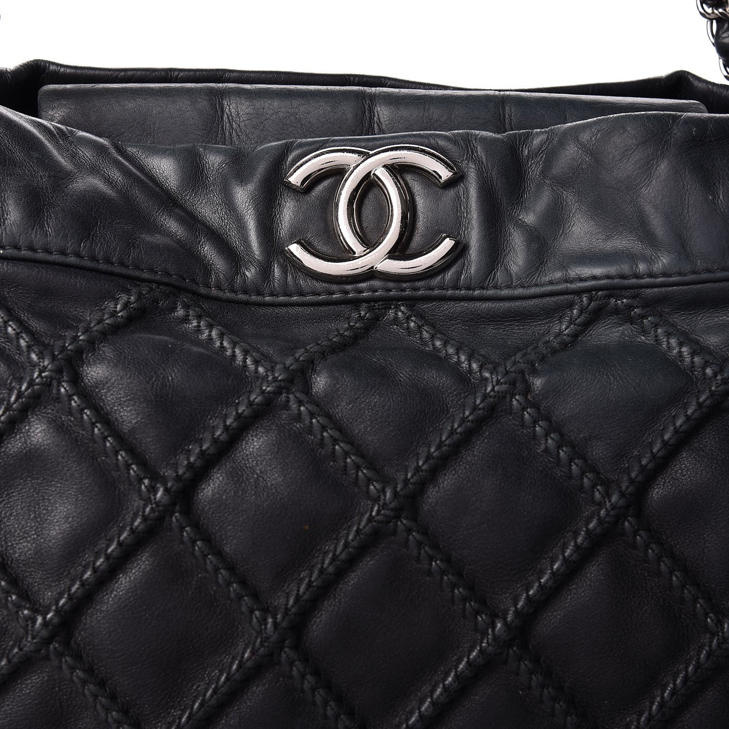Lambskin Stitched Accordion Shoulder Bag Black