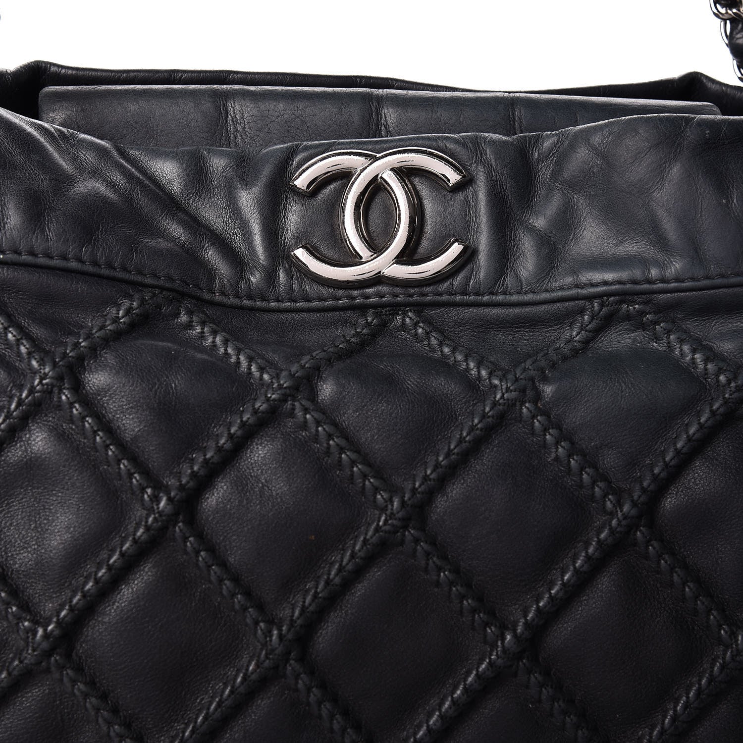 Chanel Lambskin Stitched Accordion Shoulder Bag Black 17 of 17