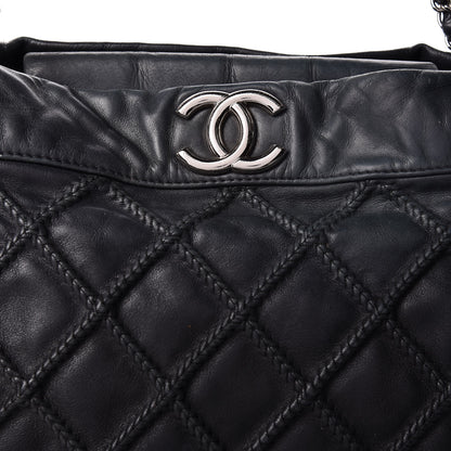 Chanel Lambskin Stitched Accordion Shoulder Bag Black 17 of 17