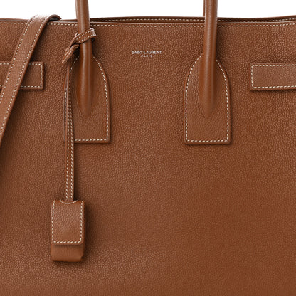 Saint Laurent Grained Calfskin Topstitch Small Sac De Jour Cognac 8 of 11