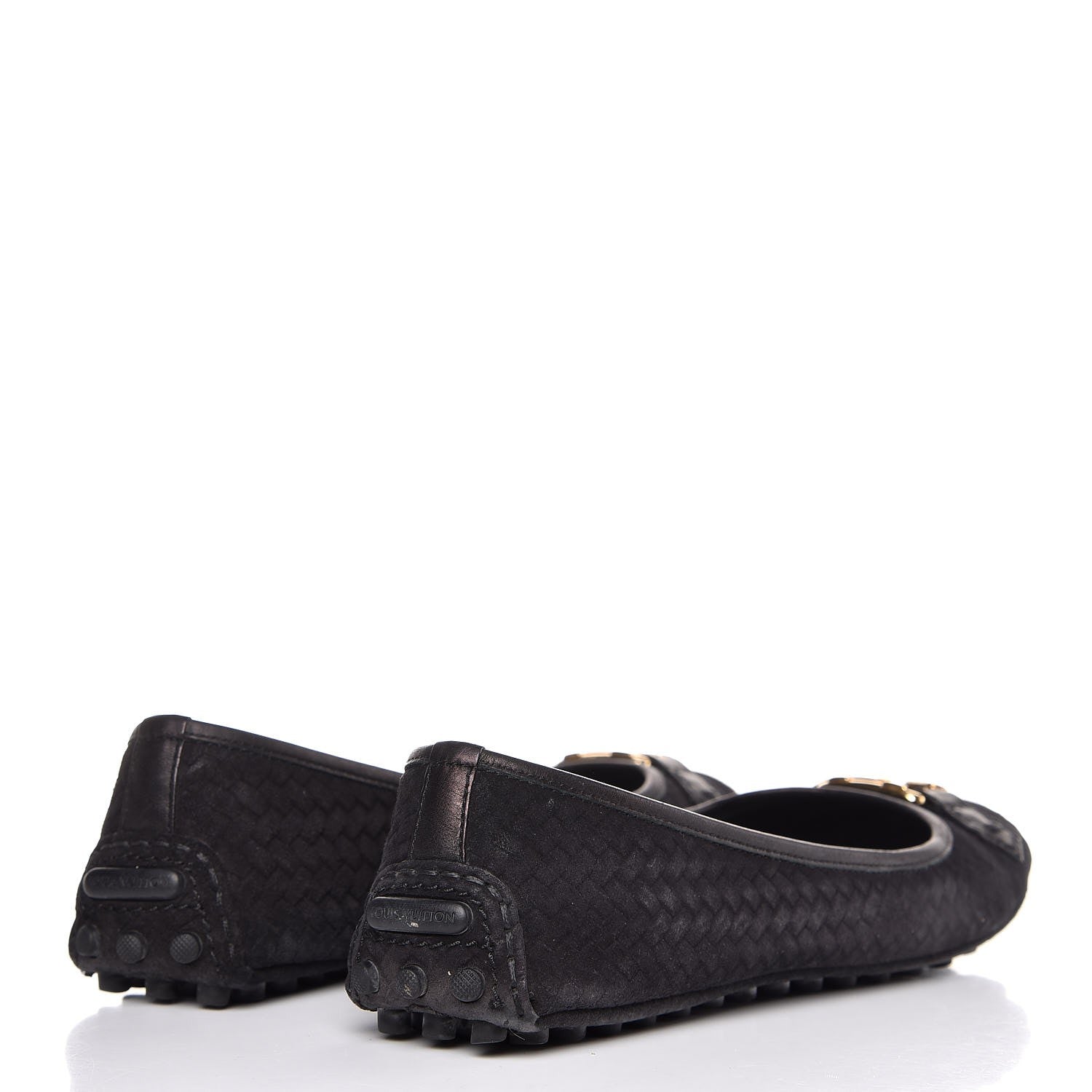 Louis Vuitton Woven Suede Oxford Ballerina Flats 37 Black 4 of 12