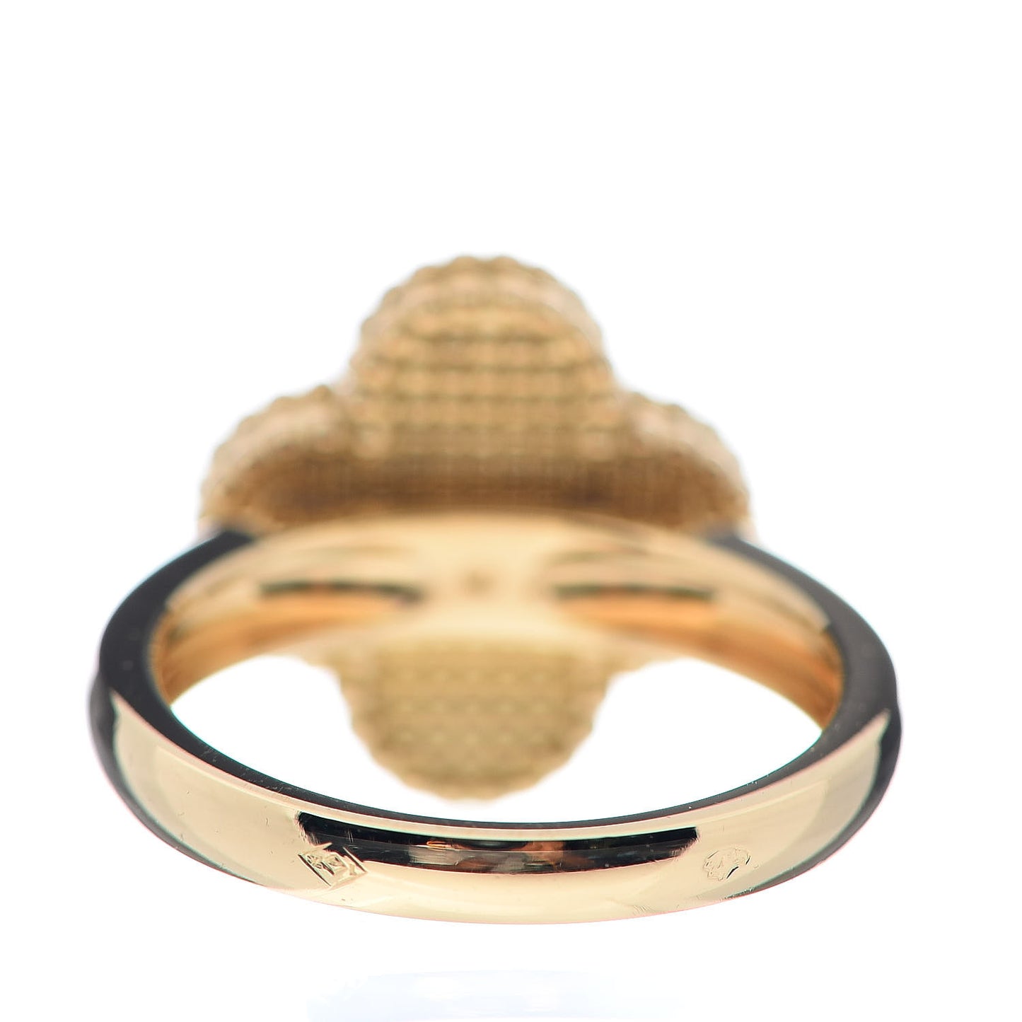 18K Yellow Gold Black Onyx Diamond Vintage Alhambra Ring 52 6