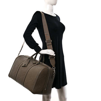 Gucci Piuma Calfskin Jumbo GG Embossed Large Duffle Bag Good Taupe 2 of 12