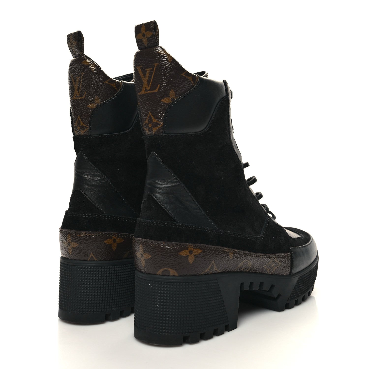 Louis Vuitton Suede Calfskin Monogram Laureate Platform Desert Boots 38.5 Black 4 of 8