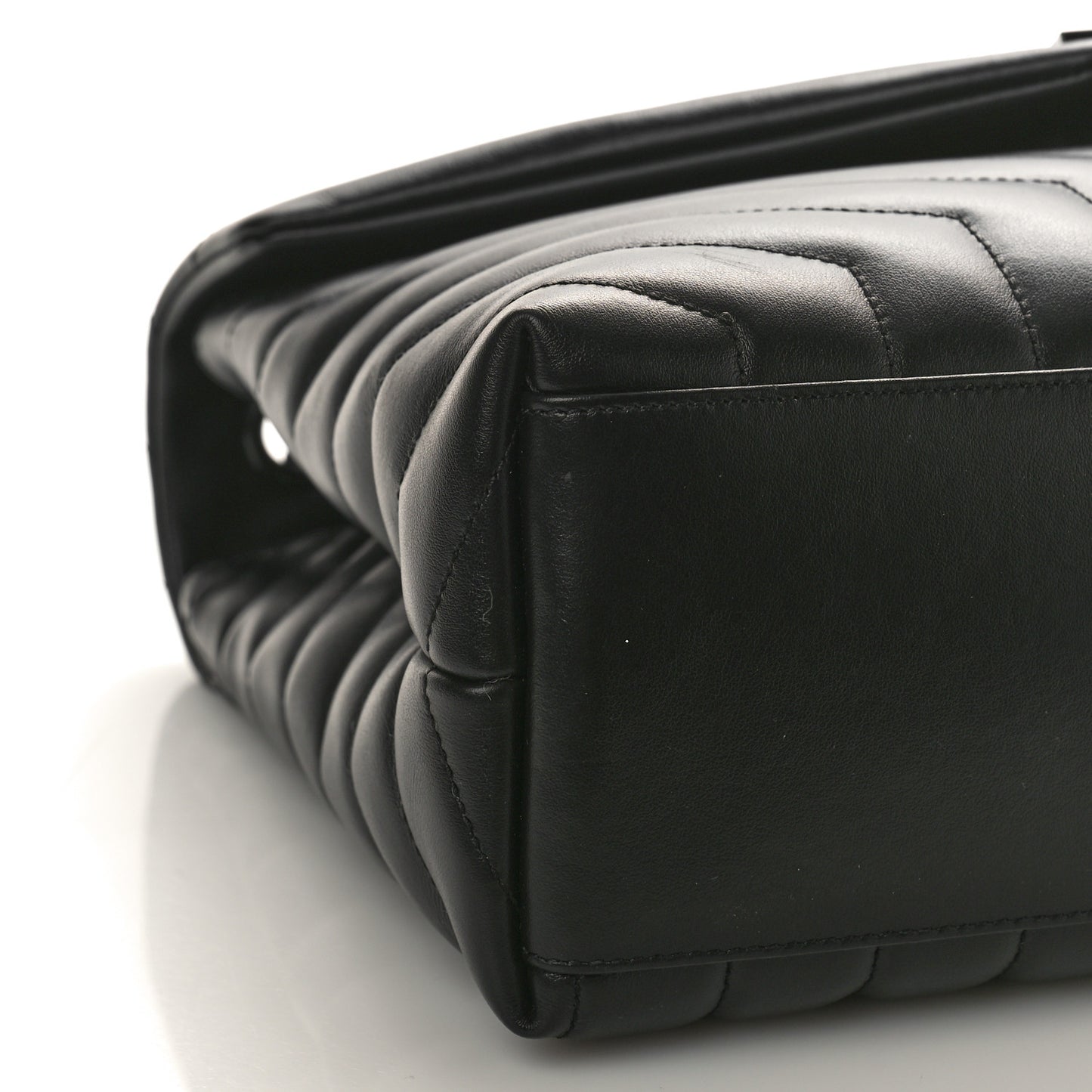 Calfskin Y Quilted Monogram Monochrome Medium Loulou Chain Satchel Black