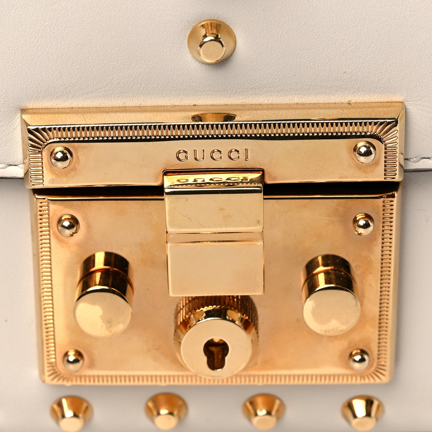 Gucci Calfskin Studded Small Padlock Shoulder Bag White 13 of 17