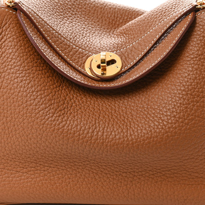 Hermes Taurillon Clemence Lindy 26 Gold 8 of 11
