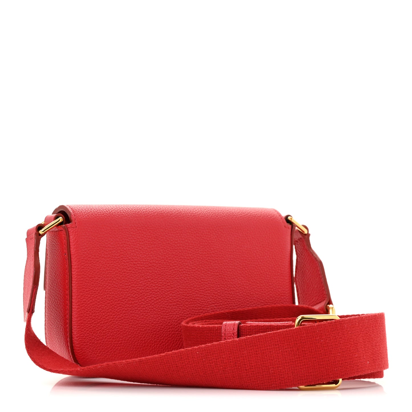 Grained Calfskin Mini Tara Long Strap Crossbody Bag Red