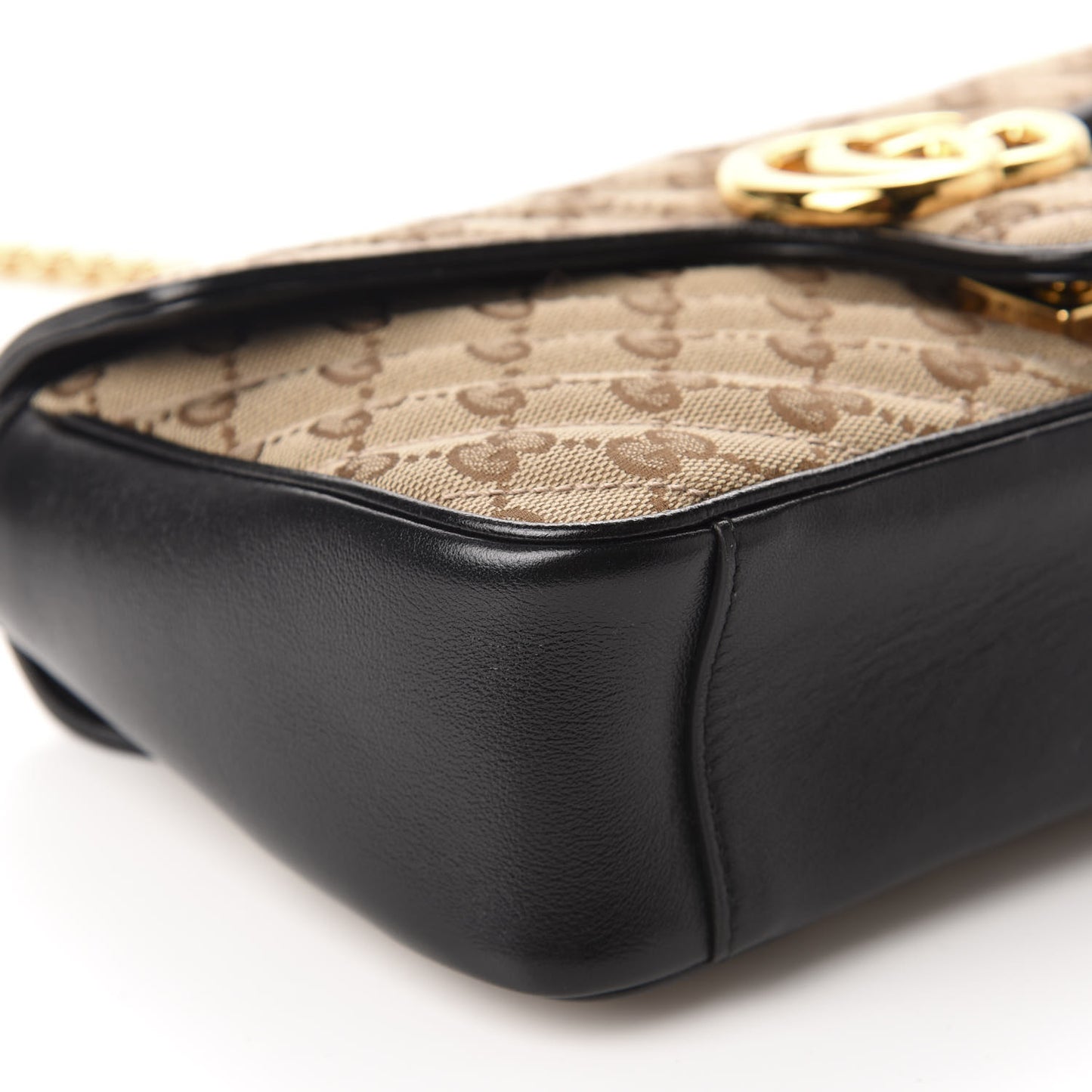 Monogram Matelasse Diagonal Small GG Marmont Shoulder Bag Beige Black