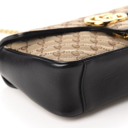 Gucci Monogram Matelasse Diagonal Small GG Marmont Shoulder Bag Beige Black 7 of 11