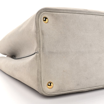 Prada Scamosciato Suede Medium Double Bag Tote Acciaio 8 of 13