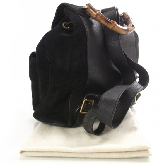 Gucci Suede Bamboo Backpack Black 3 of 10