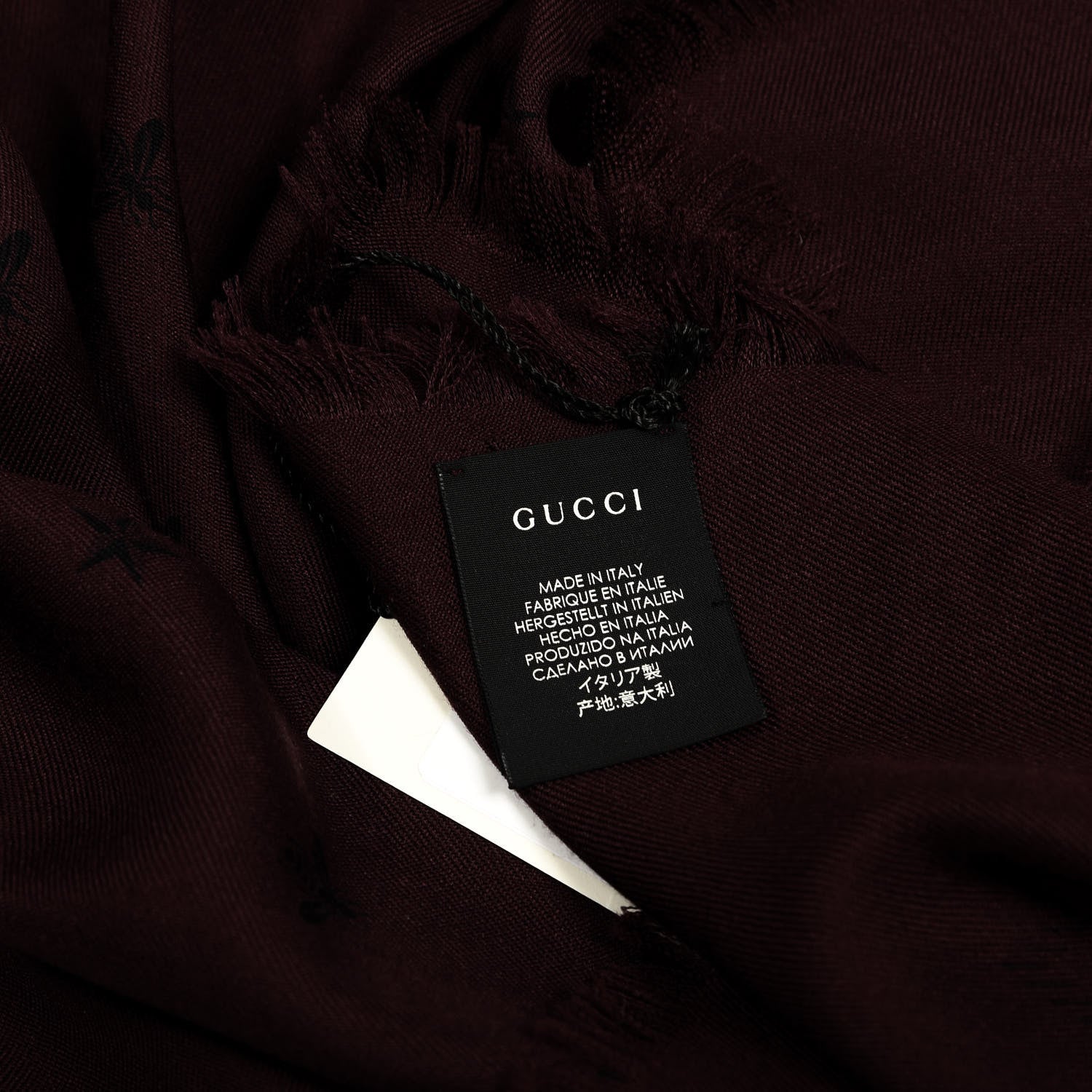 Gucci Wool Silk Bee Star Sternanis Scarf Shawl Amaranth Blue 2 of 3