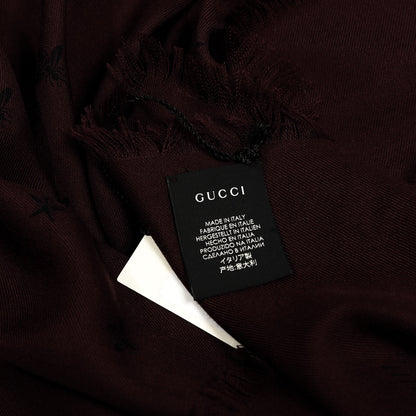 Gucci Wool Silk Bee Star Sternanis Scarf Shawl Amaranth Blue 2 of 3