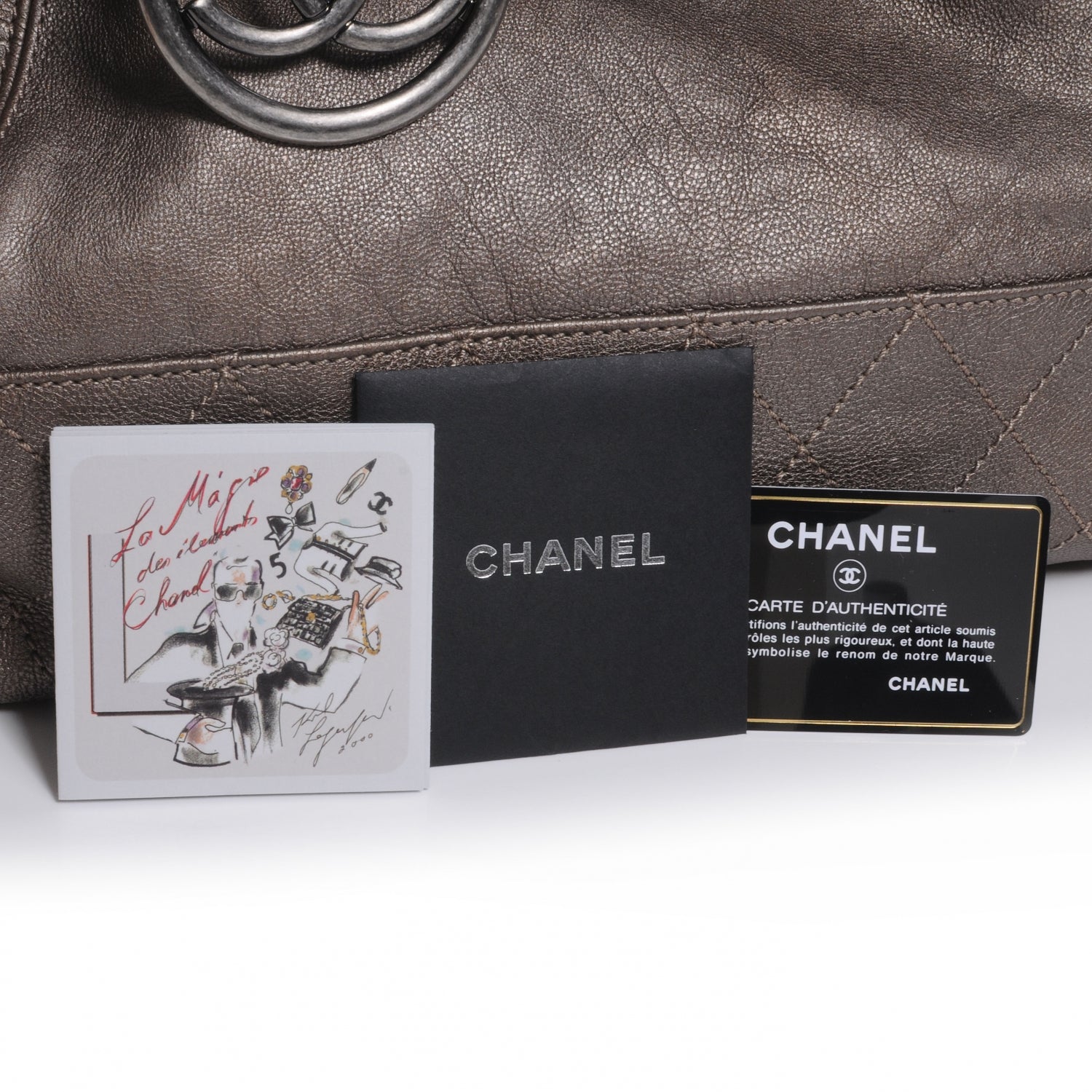Chanel Calfskin Coco Cabas Pewter 5 of 9