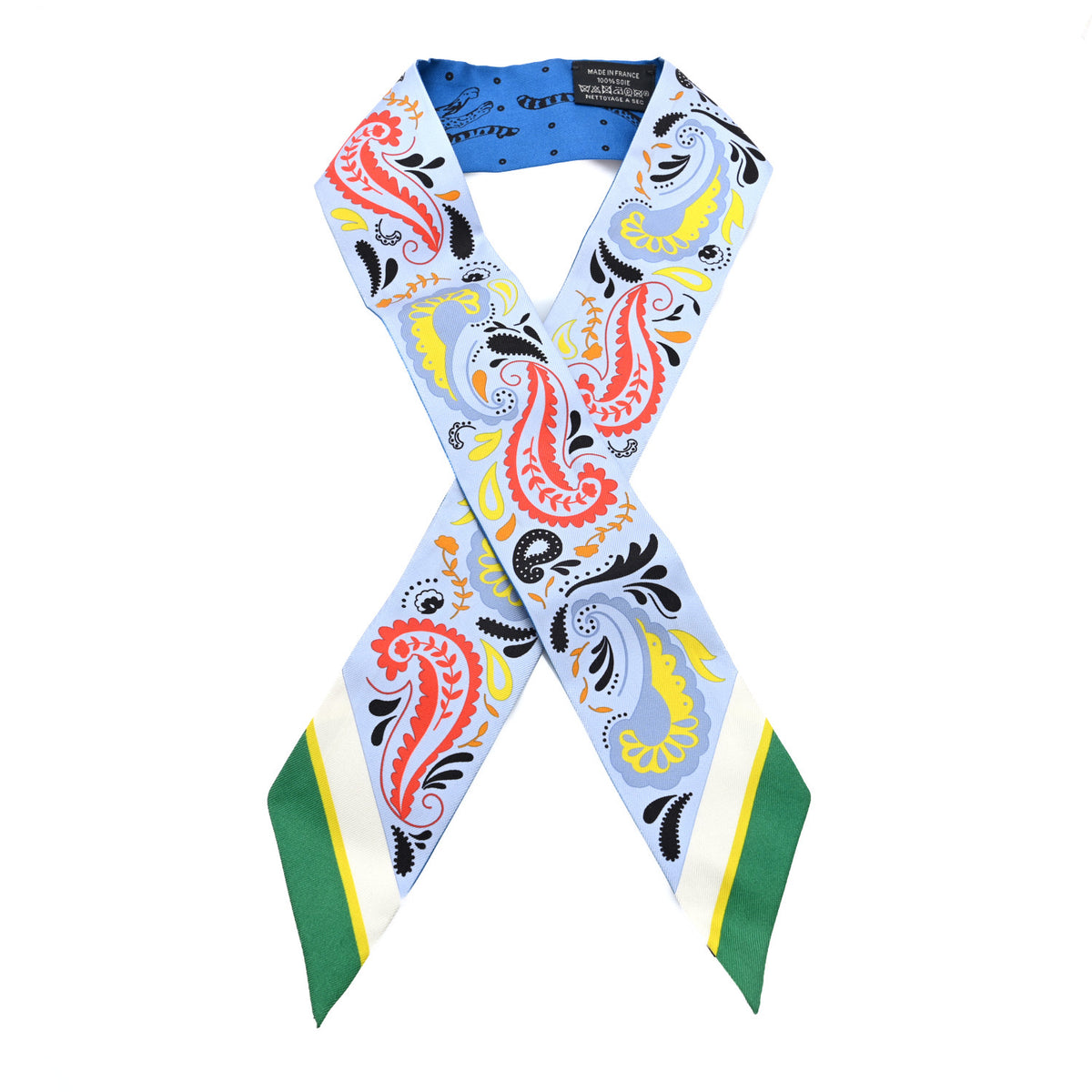 Silk Guepards Bandana Twilly Bleu Ciel Jaune Vif