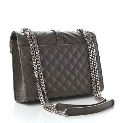 Saint Laurent Grain De Poudre Textured Mixed Matelasse Medium Triquilt Monogram Satchel Earth 3 of 10