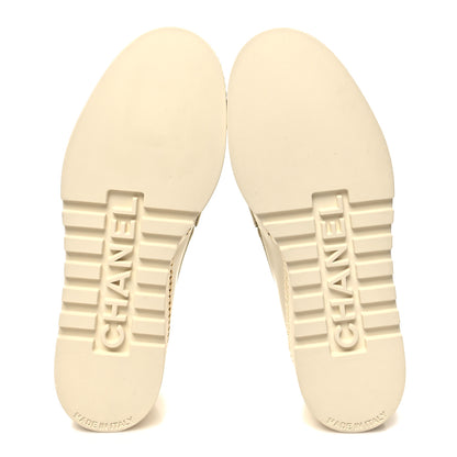 Chanel Shiny Calfskin Lace Up Platform Loafers 36 White 5 of 8