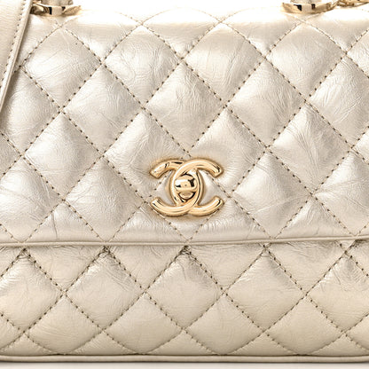Chanel Metallic Aged Calfskin Quilted Mini Coco Handle Flap Gold 8 of 12