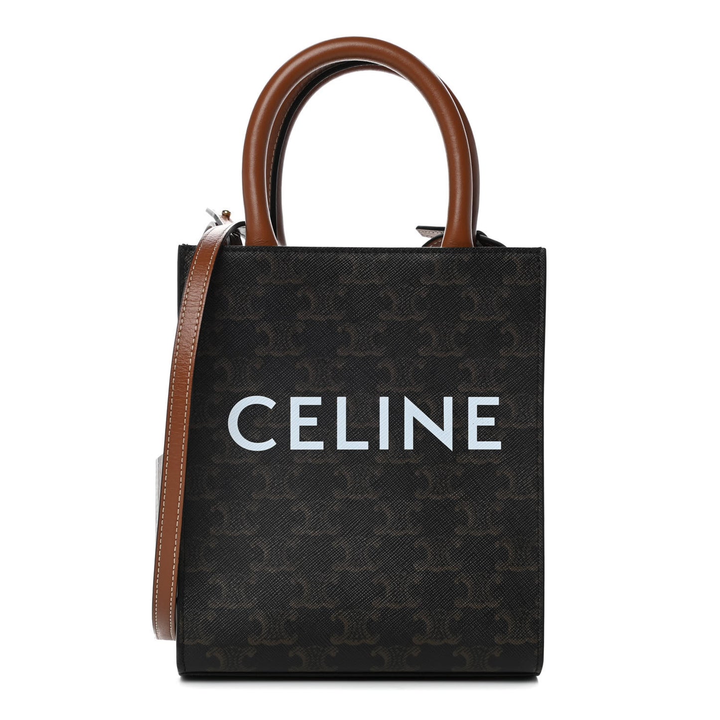 Triomphe Canvas Calfskin Mini Vertical Cabas Tan