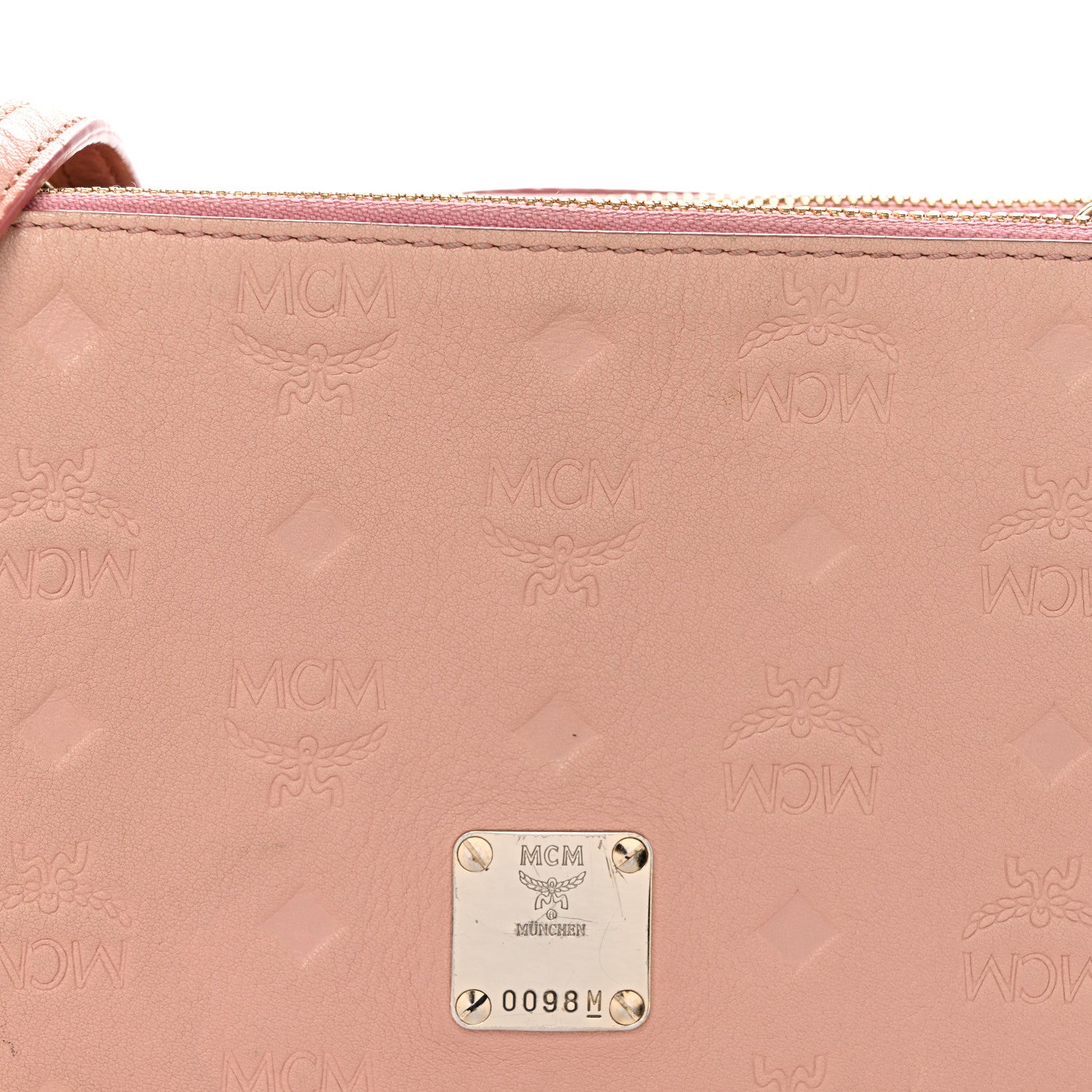 MCM Calfskin Ottomar Monogram Small Crossbody Zip Messenger Pouch Pink Blush 8 of 11