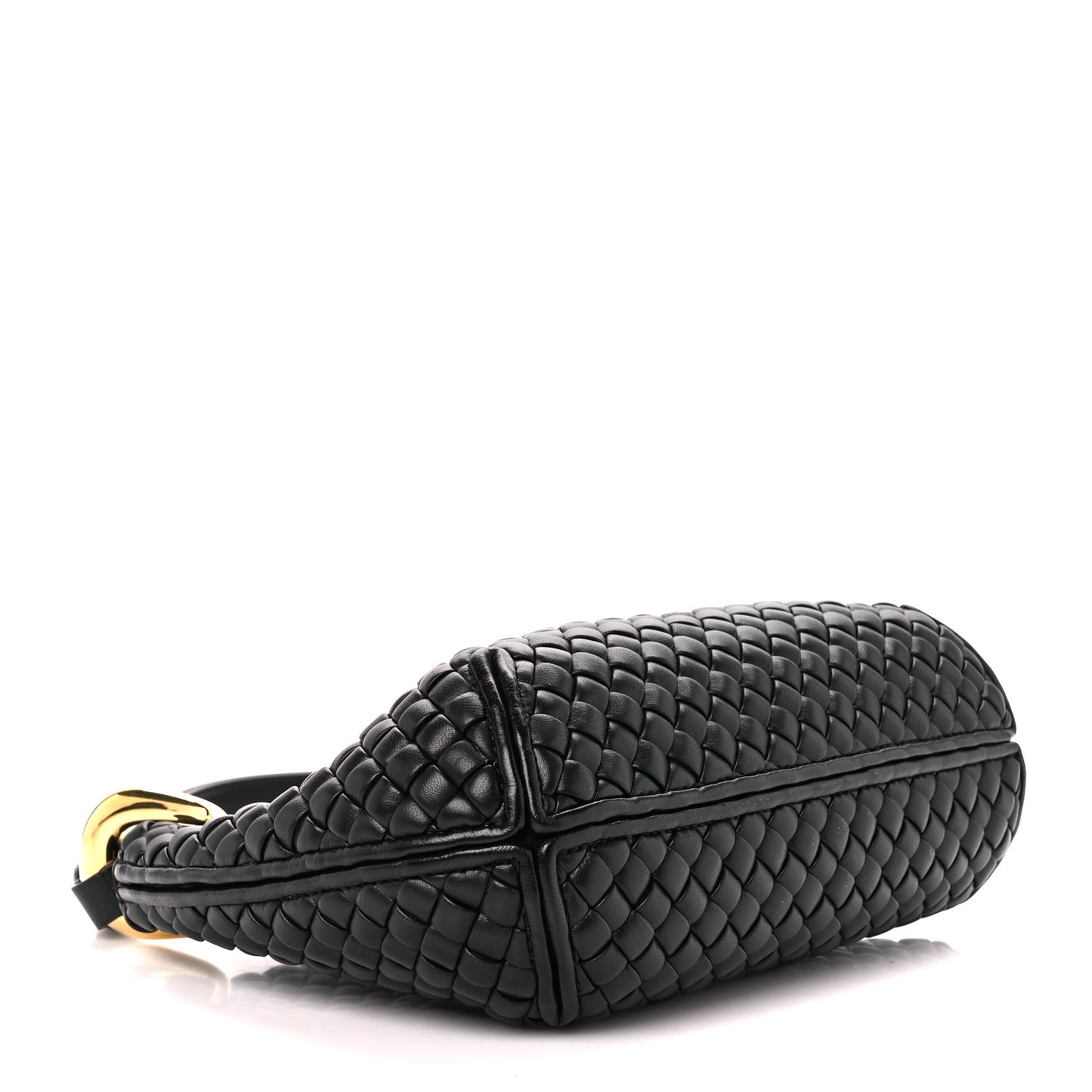 Nappa Intrecciato Small Clicker Shoulder Bag Black