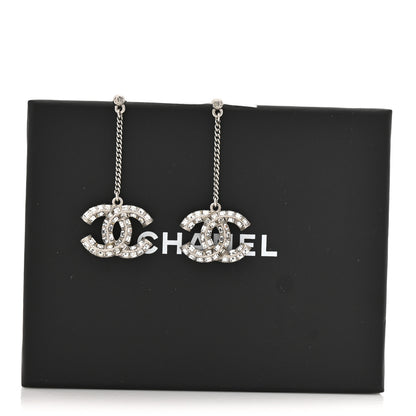 Chanel Baguette Crystal CC Drop Earrings Silver 5 of 5